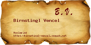 Birnstingl Vencel névjegykártya